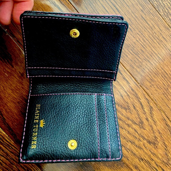 Elaine Turner NEW Black Pebble Leather Wallet - Picture 4 of 4